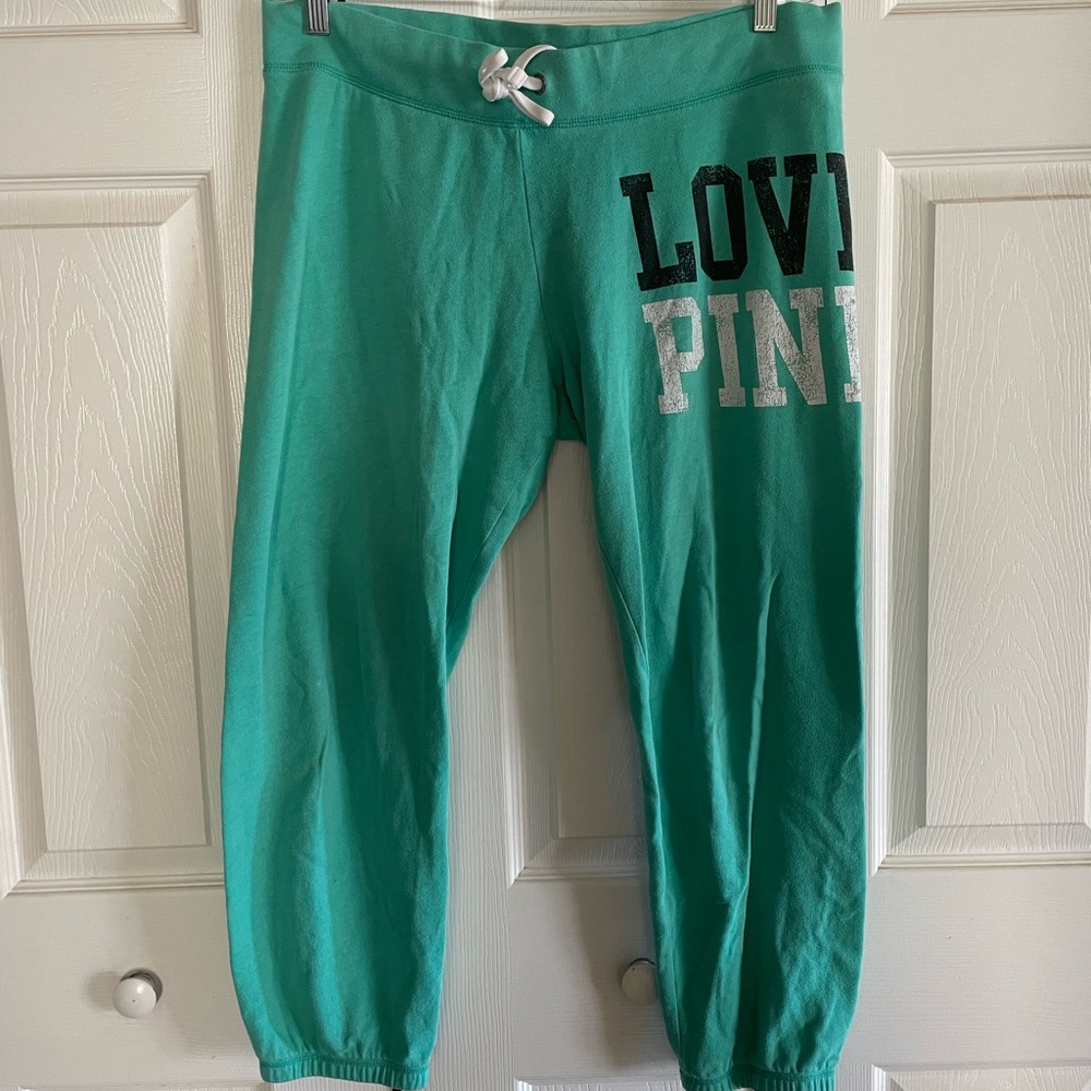 Vintage PINK Victoria Secret Brand Sweatpants SZ LG green